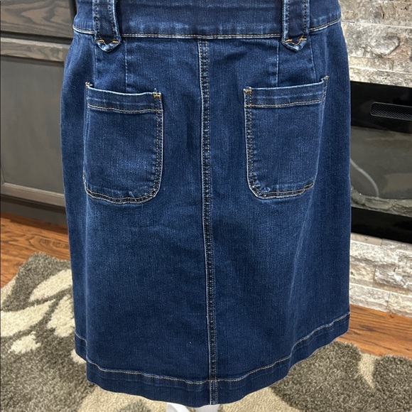 Talbots Dark Blue Button-Front denim jean Skirt size 10 - Picture 7 of 8